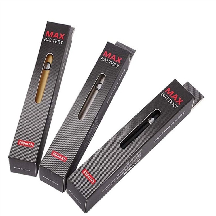 2021 Max Battery 510 Thread 380mah CBD Vape Pen Preheating Voltage Adjustable Vape Pen Battery