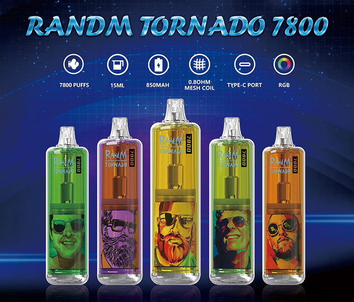RANDM TORNADO 7800 LED DISPOSABLE VAPE POP DEVICE WHOLESALE (7800 PUFFS)